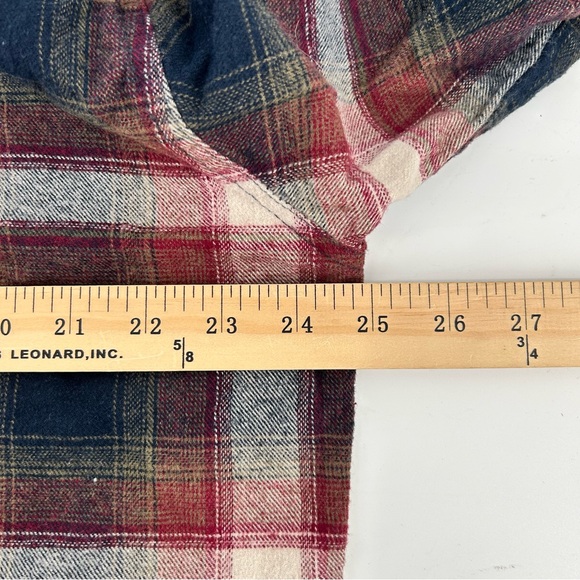 Work n Sport Flannel Pearl Snap Shirt Men's XL Maroon Plaid Western Rodeo - Picture 10 of 12